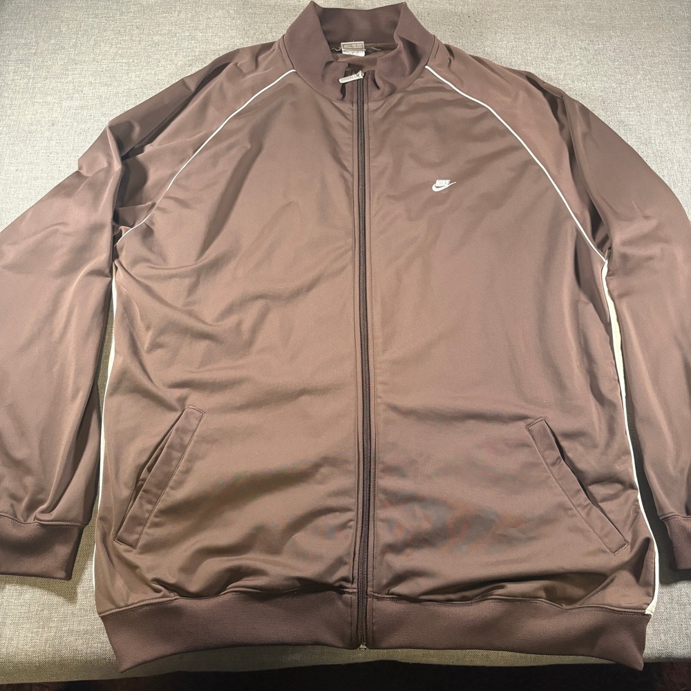 Vintage Nike Track Jacket Men 4XL Brown Full Zip Mesh Panel Lightweight Grey Tag